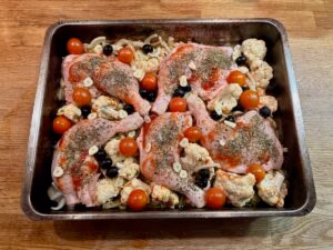 Ugnsbakade kycklingklubbor med blom- och fänkål | Oven-baked chicken legs with cauliflower and fennel