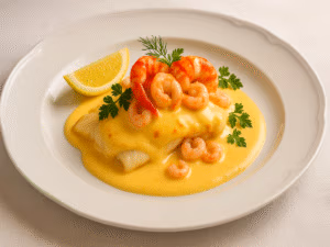 Plattfisk tillagad i ugn som walewska | Flatfish cooked in the oven like walewska